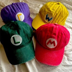 Super Mario bros hats  costume set Mario Luigi WARIO WALUIGI